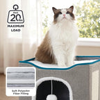 Bedsure Cat Beds for Indoor Cats - Large Cat Cave for Pet Cat House with Fluffy Ball Hanging and Scratch Pad, Foldable Cat Hideaway, 16.5x16.5x13 inches, Brown