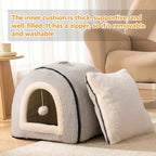 Cat Bed for Indoor Cats，Foldable cat cave，Anti-Slip & Water-Resistant Bottom，cat Houses for Indoor Cats or Small Dogs, Kitten Tent, Rabbit Bed，2 in 1 pet Bed (Grey)