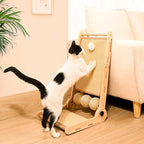 Cat Scratcher, 180°Angles Cat Scratcher, 23.6'' Cat Scratch Pad W/Toy Balls, Cat Scratch Pad for Indoor Cats Kitties, Cats Scratching Board W/Adjustable Shape,2-Sided Sisal Design