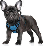BARKBAY No Pull Dog Harness Large Reflective Dog Harness with Front Clip and Easy Control Handle for Walking Training Running with ID tag Pocket(Blue/Black,S)