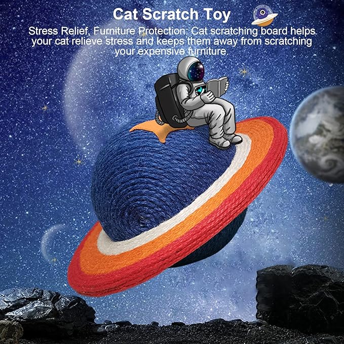 Tissting Cat Scratcher Fun, Cats Scratching Ball, Planet Shape Sisal Relieve Boredom Prevents Furniture Damage Kitten Scratch Toy
