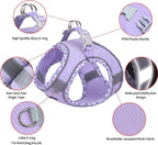 AIITLE Tiny Dog Harness - Lightweight Mesh Step-in Vest for Puppy, Reflective & Escape-Proof Design with High-Stick Magic Tape - Indoor/Outdoor Use for Chihuahua, Maltese, Shih Tzu(Purple, XXXS)