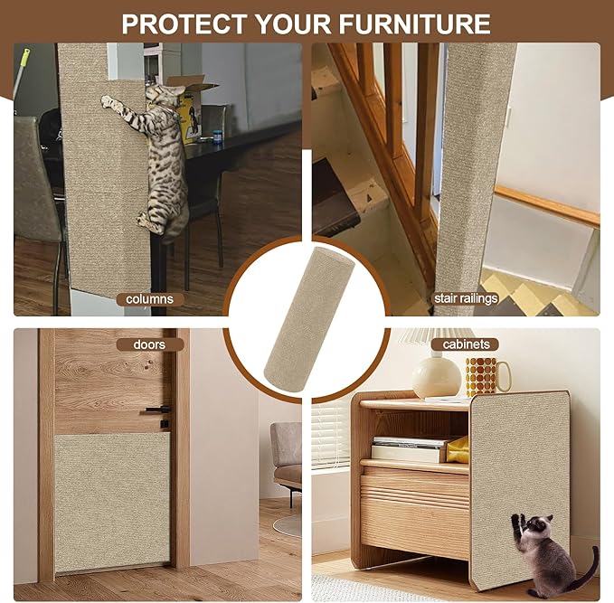 Cat Scratching Mat, 78.7"x15.8" Self-Adhesive Carpet Mat Trimmable Replacement for Cat Tree, Cat Wall Shelves, Cat Scratching Post, DIY Couch Sofa Furniture Door Protector