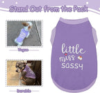 Paiaite Dog Clothes Fashionable Sleeveless Pet Vest: 'Little Miss Sassy' Printed Cotton Dog Shirt, Ideal for Small, Medium, and Large Breeds, Ensuring Comfort and Breathability Purple XS