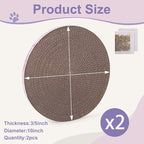 10 Inch Round Cat Scratcher Pad - 3/5 Inch Thick Compressed Cardboard Refill for Indoor Cats, Standalone Scratching Board to Protect Home Furniture & Satisfy Feline Scratching Instinct (2 PCS)