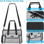 Petmolico Cat Carrier Soft-Sided Pet Bag for Small Medium Cats Puppies 16LBs - Airline Approved Pet Travel Carrier 3 Open Doors (Medium,Grey-X862)