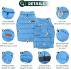 SPACE LION Dog Puffer Jacket, Down Winter Coat, Durable Outdoor Coat for Cold and Windy Conditions, Lightweight & Adjustable Fit Coats for Large Dogs,(Blue, Size28/4XL)