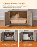 Feandrea Cat Tree with Litter Box Enclosure, 59-Inch Modern Cat Tower, 2-in-1 Condo with Scratching Posts, Washable Removable Cushion, Greige UPCT113G01
