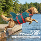 ASENKU Dog Life Jacket - Pet Safety Vest for Swimming & Boating, Shark Life Jacket with Floatation, Dog Lifesavers Swimsuits for Small Medium Large Dogs (ForestGreen, 2XL)