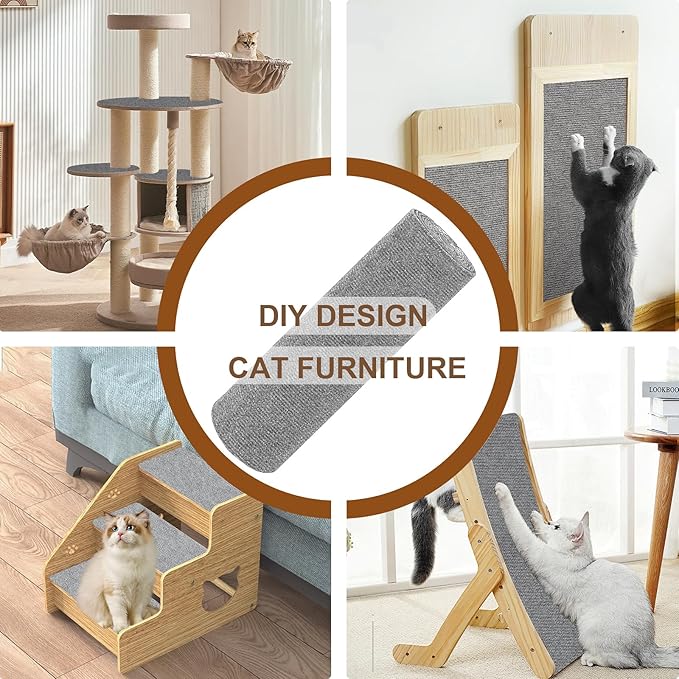Cat Scratching Mat, 78.7"x15.8" Self-Adhesive Carpet Mat Trimmable Replacement for Cat Tree, Cat Wall Shelves, Cat Scratching Post, DIY Couch Sofa Furniture Door Protector