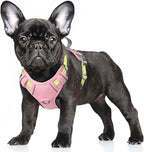 BARKBAY No Pull Dog Harness Large Reflective Dog Harness with Front Clip and Easy Control Handle for Walking Training Running with ID tag Pocket(Baby Pink & Sunlight,S)