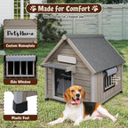 Dog House Outdoor Weatherproof,Wooden DogHouses for Medium Small Dogs, Indoor & Outdoor with Anti-Chewing Iron Frame, Ventilated Window, Easy Assemble, 26" L x 32" W x32 H