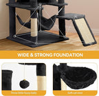 YITAHOME Tall Cat Tree for Indoor Cats, 75 inch Multi-Level Cat Tower with Cat Condos, Top Perches, Sisal Ramp Scratching Posts, Cozy Basket, Hammocks, Large Cat Pet Activity Structure, Black