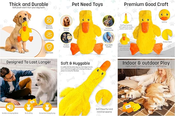 FGA MARKETPLACE Pack of 5 Flat NO Stuffing NO Squeak Plush Dog Toys, Funny Style Will Entertain Your Pet for Hours, Recommended for Small and Medium Dog 21 INCH Long