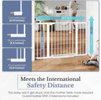 Pressure Mounted Baby Gate for Stairs, Extra Wide 29-48.8 Inch Adjustable, Auto-Close, Double Lock, 29.9" Tall Metal Dog Gates for Doorways, Kitchen & Hallways, CPC & CE Certified, White