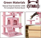 Topeakmart 54in Cat Tree, Cat Tower w/Large Cat Condo Scratching Posts and Perch, Cat Stand House Furniture, Pink