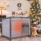 Insulated Dog House Outdoor Weatherproof, Wooden Heated Large Houses with Removable Liner for Winter, Upgrade Anti-Chewing Iron Frame Dog Shelter for Puppies, Cats
