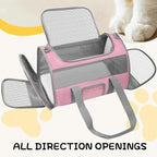 Pet Carrier Airline Approved for Puppy Medium Cats 15 Lbs Small Dog Carrier Breathable Collapsible Soft Sided Cat Travel Carriers, Pink with Grey