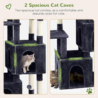 Globlazer Cat Tower for Indoor Cats, Heavy Duty Cat Trees for Large Adult Big Cats Maine Coon Cat Tree Tower with Scratching Post, Extra Large Top Perch, Cat Condos, F61, Dark Grey, 61inch