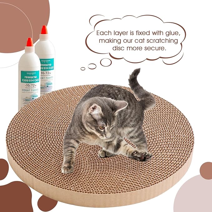 Round Cat Scratcher Refill 10 inch Diameter 7/8 Inch Thickness Circle Cardboard Cat Scratcher Replacement Pads Cat Scratching Boardcat Scratcher Pad for Indoor，3 PCS