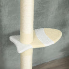 PawHut 87"-103" Floor to Ceiling Cat Tree, 4 Tier Tall Height Adjustable Cat Tower with Plush Platforms, Sisal Scratching Posts, Toy Ball, for Indoor Cats, Yellow