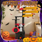 Outvita Halloween Large Cat Tree,53.1" Gothic Cat Tower with Padded Perch, Spacious Condo, Comfy Hammock, Scratching Post, Hanging Toy for Indoor Cats, Red & Black