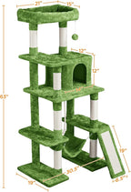Yaheetech Cat Tree Cat Tower, 63in Multi-Level Cat Tree for Indoor Cats w/Sisal-Covered Scratching Posts & Condo, Cat Furniture Activity Center for Cats Kitten, Green