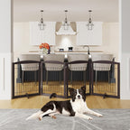 Yaheetech Extra Wide Dog Gate Freestanding Pet Gate for Dogs,Foldable Puppy Fence with Support Feet Suitable for Doorway, Stairs,98 in Wide 32 in Tall (4-Panel,Espresso)