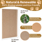 Natural Cork cat Scratch pad for Cats-cat Scratching Posts-cat scratchers for Indoor Cats-cat Scratcher Furniture for Wall & Floor - Natural Cork & Cardboard Blend, No Mess Splinters Easy Clean-2-Pack