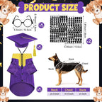 5 Pcs Dog Graduation Costume Set Include 2026 Pet Graduation Gown with Stole Puppy Grad Cap Lensless Glasses DIY Letter Stickers for Dogs Cats Holiday Costume Accessory(Purple Yellow,XL)