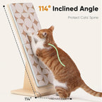 FUKUMARU Cat Scratcher Ramp for Indoor Cats, 23.66 Inch Wood L Shape Cat Scratching Board, Replaceable Cardboard Cat Scratch Pad, Vertical Kitten Scratcher Furniture Protector for Couch Sofa Wall