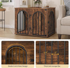 31.5'' Wooden Dog Crate Furniture, Indoor Dog Kennel Dogs Cage for Small/Medium Dogs, Heavy Duty Dog Crates Decorative Pet House End Side Table TV Stand, Rustic Brown DFC85101B