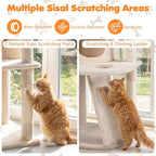 Tangkula Corner Cat Tree, Multi-Level Cat Tower with Top Perches & Cozy Condo, Natural Sisal Scratching Posts & Climbing Ladder, Playful Cat Hole & Hanging Balls, Kitty Climbing Play Center (Beige)
