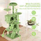 54 Inches Tall Cat Tree Tower for Indoor Cats, Multi-Level Condo Furniture With Scratching Post Stand, Trees With Funny Toys and House for Kitten Rest & Fun, Green