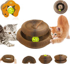 Magic Organ Cat Scratcher Cardboard Toy with Bell Ball,Interactive Honeycomb Kitten Curlz Reversible Scratching Board for Indoor Cats:Exercise,Anxiety Relief&Furniture Protector,Shape-Changeable
