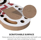 Furhaven Scratching Pad Ball Track Cat Toy w/ Catnip for Indoor Cats - Giant Snow Man Holiday Corrugated Busy Box Scratcher - White, One Size