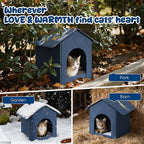 Outdoor Cat House Weatherproof, Insulated Cat Dog Houses for Outdoor/Indoor Cats for Winter, Waterproof Feral Stray Cat Shelter with Warm Cushion for All Seasons, Easy to Assemble, Navy Blue