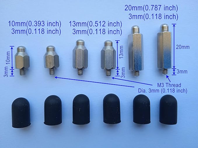 Replacement Short Medium Extra Long Contact Point w/Conductive Silicone Rubber Cap Tip for Dog Training Shock Collar/E Electric Electronic Remote Bark Collar, Prong/Probe for Short Long Fur Dog