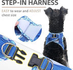 PUPTECK Dog Harness and Leash Set for Small Medium Dogs No Pull Step-in Soft Mesh Puppy Cat Vest Harnesses Reflective at Night, Blue XS
