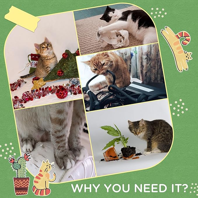 56" Cat Tree for Indoor Cats with Hammock, Scratching Posts & Play Ball, Multi-Level Cat Tower with Anti-Tip Device, Plush Perches & Sisal Rope (Green, 19.25x19.25x56 Inches)