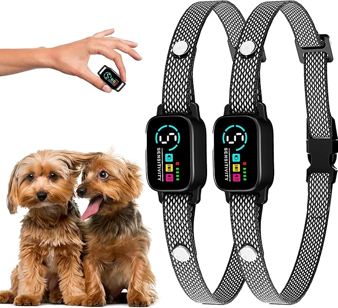 2 Pack Bark Collar for Small Dogs 8-40 lbs – 3 Modes & 5 Sensitivity Levels – Waterproof, Rechargeable, Magnetic Charging – Humane, Effective Training (Black)