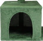 VINGLI Cat Tree, 27 inch Small Cat Tower with Scratching Post and Pad, Cat Condo for Indoor Kittens Padded Top Bed, Cats Indoor Activity Center (Yellow & Green)