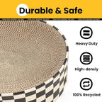 Cat Scratcher Cardboard, 2-in-1 Oval Scratching Pad & Lounge Bed, High-Density Corrugated Board with Enclosed Bottom to Catch Debris, Furniture Protector for Indoor Cats & Kittens