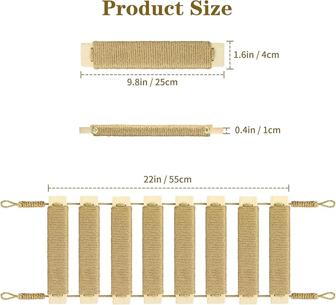 22in Cat Ladder Bridge Tree Tower Cat Cage Accessories Furniture Climbing Frame Toys for Indoor Cats Scratching Post (22x9.8in)