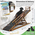 DoggoRamps Bed Ramp for Small Dogs - Solid Hardwood - Adjustable up to 37" Tall Beds with Safety Rails & Anti-Slip Grip - Made in North America Walnut