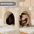 Yaheetech 54in Cat Tree, Multi-Level Cat Tower with Spacious Perch, 2 Cozy Caves, Scratching Posts, Climbing Ladder, 2 Plush Balls, Durable Pet House Furniture for Indoor Kittens, Beige