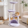 HITTITE Modern Cat Tree Tower with Scratching Post, 46 Inches Tall Cat Towers with Woven Cat Nests and Cave, Multi-Level Cat Tree With Removable Cushions and Massage Brush for Indoor Cats Large Adult.