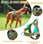 Lukovee No Pull Dog Harness & Leash Set - Heavy Duty Dog Vest Harness with Soft Padded for Medium Large Dogs, Adjustable Reflective Tactical Pet Harness for Easy Walk and Training (S, Green)