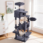 Simple Deluxe 66In Cat Tree for Indoor Cats, 6-Level Cat Tower with Sisal Scratching Posts, Enclosed Cat Condo & Hammock, Space-Saving Corner Design, Stable Wide Base for Multiple Kittens, Dark Gray