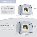 cat Bed cave-cat beds for Indoor Cats,Soft and Comfortable Cute Pet Bed，cat House,with Removable Washable Cushioned Pillow,Enclosed cat Bed,Kitty pet hut、Hideaway,Small Large Dog Tent (Grey)